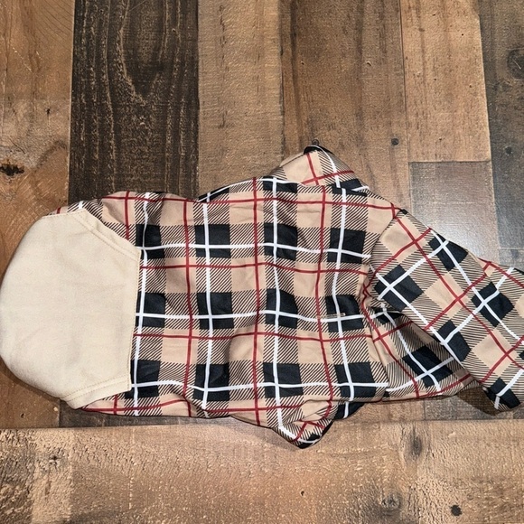 Dog plaid sweater with pocket  medium doggie NWT preppy with hood - Picture 1 of 5